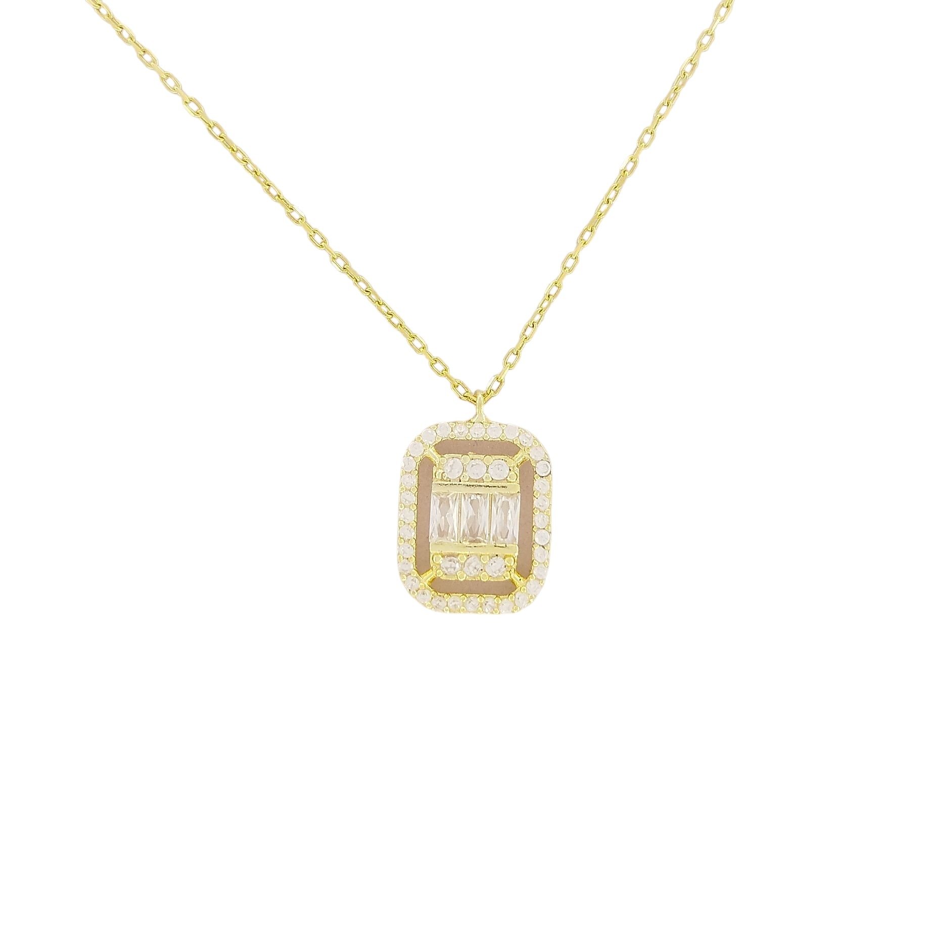 Κολιέ Ορθογώνιο από Ασήμι 925 με Ζιργκόν